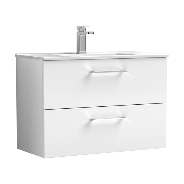 [BFLE126B] Balterley  Modern Bathroom 2 Soft Close Drawer & Minimalist Wall Hung Vanity Unit Basin, Gloss White, 435mm - Cutout