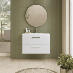 [BFLE126B] Bramshall Contemporary 2 Soft Close Drawer Wall Hung Vanity Unit, Choice of Size/Basin Type/Colour - Silo