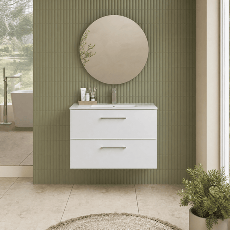 [BFLE126B] Bramshall Contemporary 2 Soft Close Drawer Wall Hung Vanity Unit, Choice of Size/Basin Type/Colour - Silo