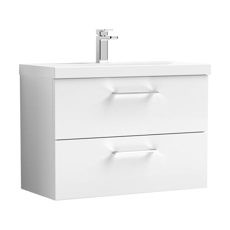 [BFLE126D] Balterley  Contemporary Bathroom 2 Soft Close Drawer & Thin-Edge Vanity Unit Basin, Gloss White, 800mm - Cutout