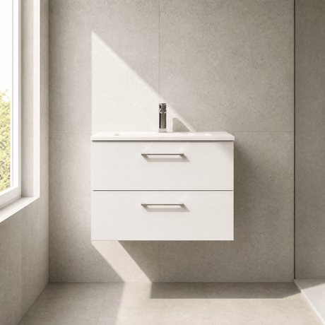 [BFLE126G] Bramshall Contemporary 2 Soft Close Drawer Wall Hung Vanity Unit, Choice of Size/Basin Type/Colour - Silo