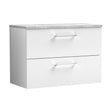 [BFLE126LBG] Balterley Level 800mm Wall Hung 2 Drawer Vanity Unit with Laminate Worktop for Stylish Compact Bathroom Storage Gloss White - Cutout