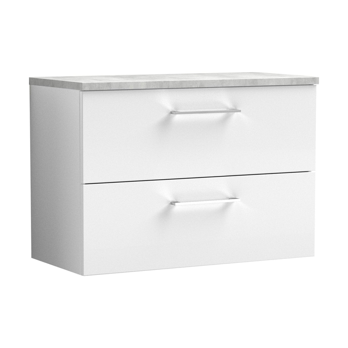 [BFLE126LBG] Bramshall Contemporary 2 Drawer Wall Hung Vanity Unit with Bellato Grey Laminate Worktop, Choice of Size and Colour - Cutout