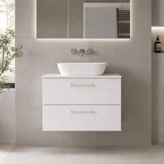 [BFLE126W] Bramshall Contemporary 2 Soft Close Drawer Wall Hung Vanity Unit with Worktop, Choice of Size and Colour