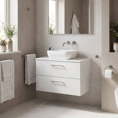[BFLE126W] Bramshall Contemporary 2 Soft Close Drawer Wall Hung Vanity Unit with Worktop, Choice of Size and Colour