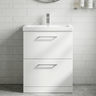 [BFLE133A] Bramshall Contemporary 2 Drawer Floor Standing Vanity Unit, Choice of Size, Colour and Basin - Silo