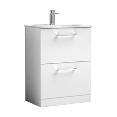 [BFLE133B] Bramshall Contemporary 2 Drawer Floor Standing Vanity Unit, Choice of Size, Colour and Basin - Cutout