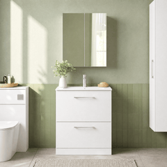 [BFLE133B] Bramshall Contemporary 2 Drawer Floor Standing Vanity Unit, Choice of Size, Colour and Basin - Silo