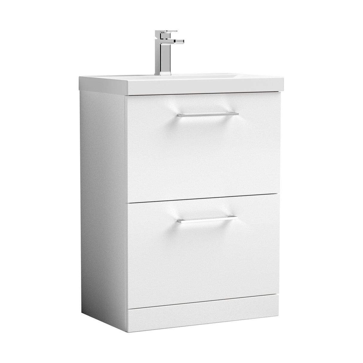 [BFLE133D] Bramshall Contemporary 2 Drawer Floor Standing Vanity Unit, Choice of Size, Colour and Basin - Cutout