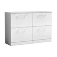 [BFLE133W2] Balterley Level Modern Bathroom 4 Soft Close Drawer Floor Standing Vanity with Worktop, Stylish & Durable, Gloss White, 1205 mm - Cutout