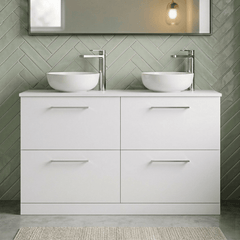 [BFLE133W2] Bramshall Contemporary 4 Drawer Floor Standing Vanity Unit with Worktop, 1200mm, Choice of Colour - Silo