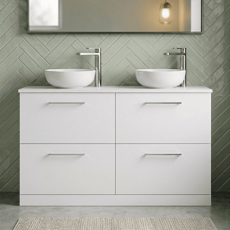 [BFLE133W2] Bramshall Contemporary 4 Drawer Floor Standing Vanity Unit with Worktop, 1200mm, Choice of Colour - Silo