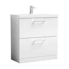 [BFLE135D] Bramshall Contemporary 2 Drawer Floor Standing Vanity Unit, Choice of Size, Colour and Basin - Cutout