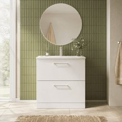 [BFLE135G] Bramshall Contemporary 2 Drawer Floor Standing Vanity Unit, Choice of Size, Colour and Basin - Silo