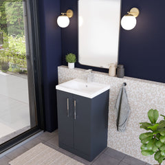 [BFLE1401A] Contemporary Floor Standing Vanity Unit with Mid-Edge Basin, Choice of Size - Lifestyle 3