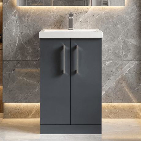 [BFLE1401A] Contemporary Floor Standing Vanity Unit with Mid-Edge Basin, Choice of Size - Silo