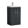 [BFLE1401D] Balterley  Contemporary Bathroom 2 Soft Close Door & Thin-Edge Vanity Unit Basin, Dark Grey, 500mm - Cutout