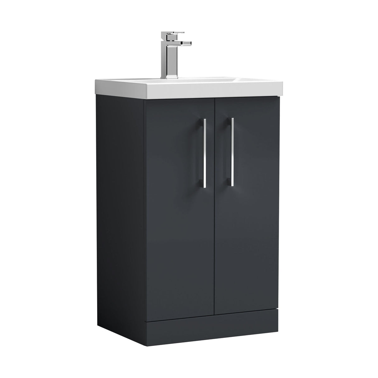 [BFLE1401D] Balterley  Contemporary Bathroom 2 Soft Close Door & Thin-Edge Vanity Unit Basin, Dark Grey, 500mm - Cutout