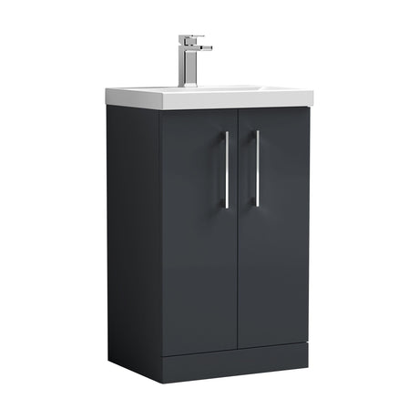 [BFLE1401D] Balterley  Contemporary Bathroom 2 Soft Close Door & Thin-Edge Vanity Unit Basin, Dark Grey, 500mm - Cutout