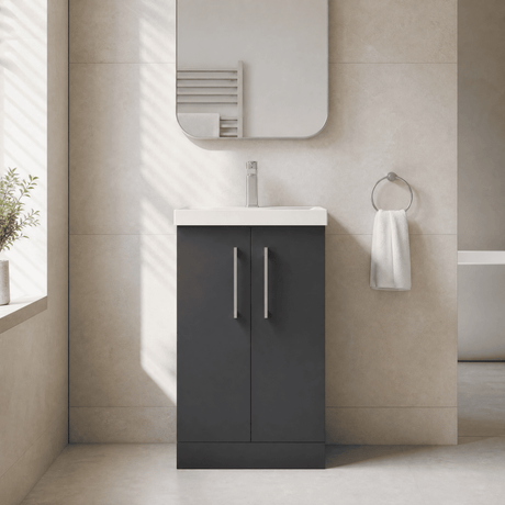 [BFLE1401D] Bramshall Contemporary 2 Soft Close Doors Floor Standing Vanity Basin Unit, Choice of Size/Basin Type/Colour - Silo