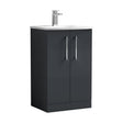 [BFLE1401G] Balterley  Contemporary Bathroom 2-Door Floor-Standing Curved Vanity Unit, Dark Grey, 500mm - Cutout