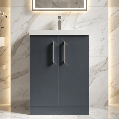 [BFLE1403A] Contemporary Floor Standing Vanity Unit with Mid-Edge Basin, Choice of Size - Silo