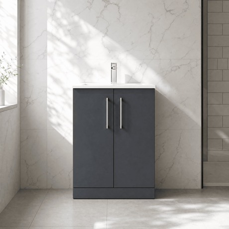 [BFLE1403B] Bramshall Contemporary 2 Soft Close Doors Floor Standing Vanity Basin Unit, Choice of Size/Basin Type/Colour - Silo