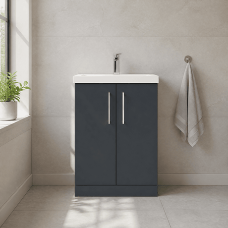 [BFLE1403D] Bramshall Contemporary 2 Soft Close Doors Floor Standing Vanity Basin Unit, Choice of Size/Basin Type/Colour - Silo