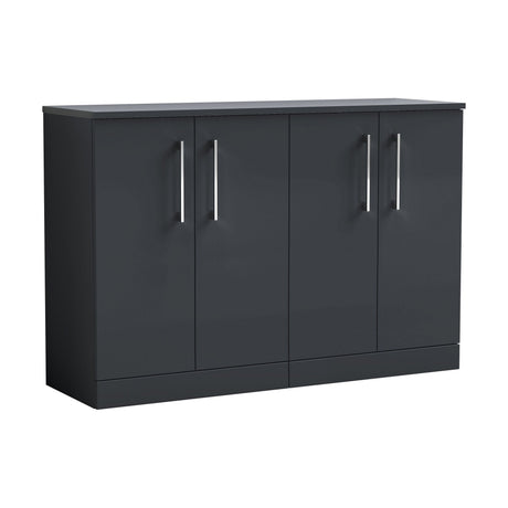 [BFLE1403W2] Balterley Level Modern Bathroom 2 Door Floor Standing Vanity Unit with Laminate Worktop & Handles, Dark Grey, 1200 mm - Cutout