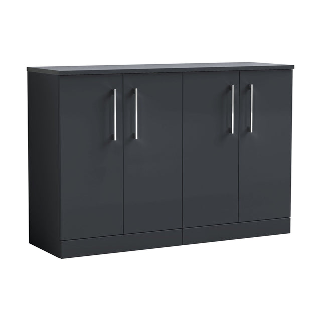 [BFLE1403W2] Balterley Level Modern Bathroom 2 Door Floor Standing Vanity Unit with Laminate Worktop & Handles, Dark Grey, 1200 mm - Cutout