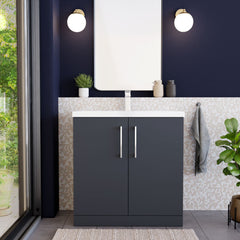 [BFLE1405A] Contemporary Floor Standing Vanity Unit with Mid-Edge Basin, Choice of Size - Lifestyle 1