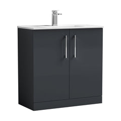 [BFLE1405B] Bramshall Contemporary 2 Soft Close Doors Floor Standing Vanity Basin Unit, Choice of Size/Basin Type/Colour - Cutout
