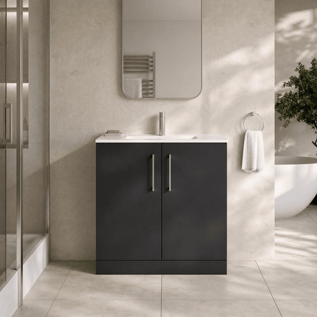 [BFLE1405B] Bramshall Contemporary 2 Soft Close Doors Floor Standing Vanity Basin Unit, Choice of Size/Basin Type/Colour - Silo