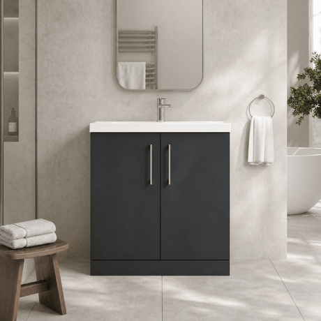 [BFLE1405D] Bramshall Contemporary 2 Soft Close Doors Floor Standing Vanity Basin Unit, Choice of Size/Basin Type/Colour - Silo