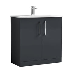 [BFLE1405G] Bramshall Contemporary 2 Soft Close Doors Floor Standing Vanity Basin Unit, Choice of Size/Basin Type/Colour - Cutout