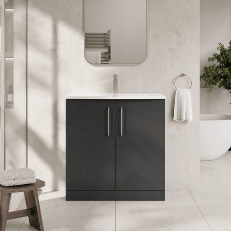 [BFLE1405G] Bramshall Contemporary 2 Soft Close Doors Floor Standing Vanity Basin Unit, Choice of Size/Basin Type/Colour - Silo