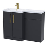 Bathroom Vanity Unit with Basin & WC Unit, Left Hand, 1100mm x 390mm - Choice of Colour