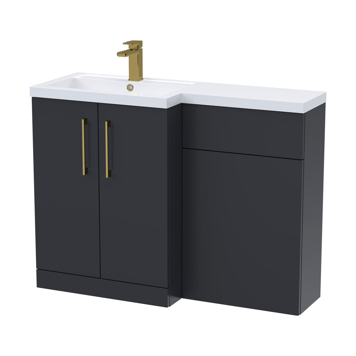 [BFLE1411LH017] Bramshall Combination Vanity Unit with Basin & WC, Left Hand, 1100mm x 390mm - Choice of Colour and Handle Finish - Cutout