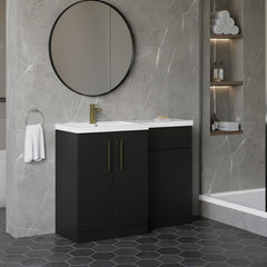 [BFLE1411LH017] Bramshall Combination Vanity Unit with Basin & WC, Left Hand, 1100mm x 390mm - Choice of Colour and Handle Finish - Lifestyle 3