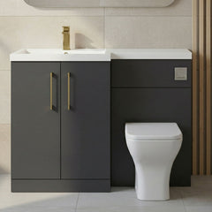 [BFLE1411LH017] Bramshall Combination Vanity Unit with Basin & WC, Left Hand, 1100mm x 390mm - Choice of Colour and Handle Finish - Silo