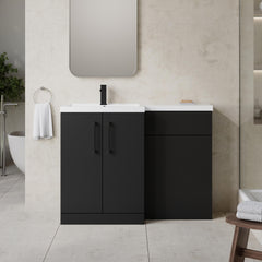 [BFLE1411LH018] Bramshall Combination Vanity Unit with Basin & WC, Left Hand, 1100mm x 390mm - Choice of Colour and Handle Finish - Lifestyle 1