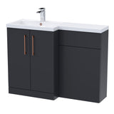 Bathroom Vanity Unit with Basin & WC Unit, Left Hand, 1100mm x 390mm - Choice of Colour
