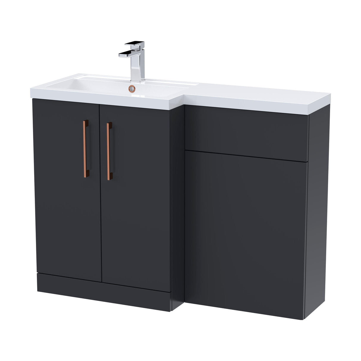 [BFLE1411LH019] Bramshall Combination Vanity Unit with Basin & WC, Left Hand, 1100mm x 390mm - Choice of Colour and Handle Finish - Cutout