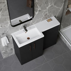 [BFLE1411LH019] Bramshall Combination Vanity Unit with Basin & WC, Left Hand, 1100mm x 390mm - Choice of Colour and Handle Finish - Lifestyle 2