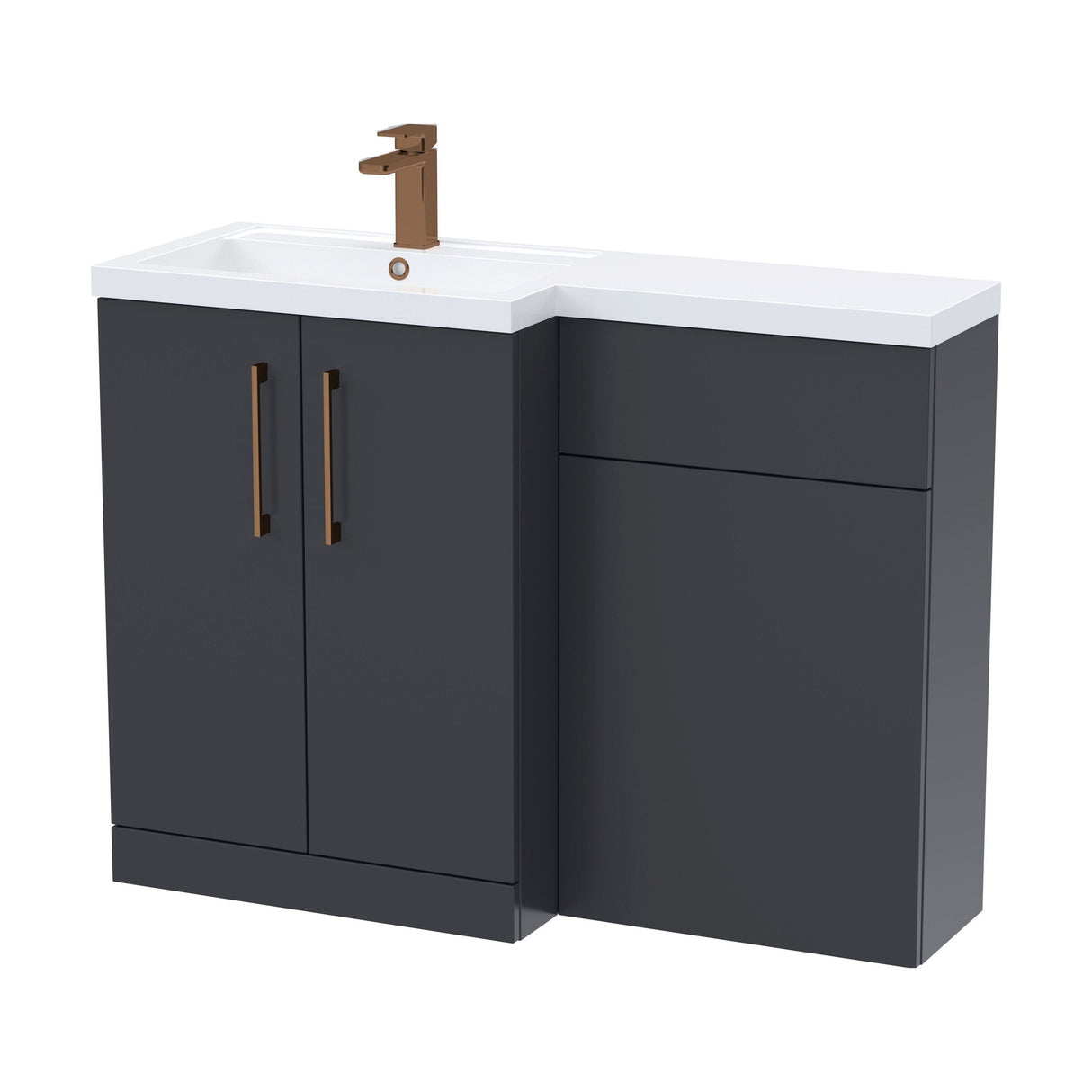 [BFLE1411LH1516] Bramshall Combination Vanity Unit with Basin & WC, Left Hand, 1100mm x 390mm - Choice of Colour and Handle Finish - Cutout