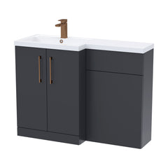 [BFLE1411LH1516] Bramshall Combination Vanity Unit with Basin & WC, Left Hand, 1100mm x 390mm - Choice of Colour and Handle Finish - Cutout