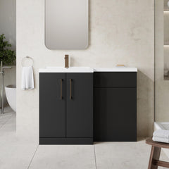 [BFLE1411LH1516] Bramshall Combination Vanity Unit with Basin & WC, Left Hand, 1100mm x 390mm - Choice of Colour and Handle Finish - Lifestyle 1