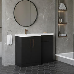 [BFLE1411LH1516] Bramshall Combination Vanity Unit with Basin & WC, Left Hand, 1100mm x 390mm - Choice of Colour and Handle Finish - Lifestyle 3