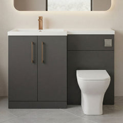 [BFLE1411LH1516] Bramshall Combination Vanity Unit with Basin & WC, Left Hand, 1100mm x 390mm - Choice of Colour and Handle Finish - Silo