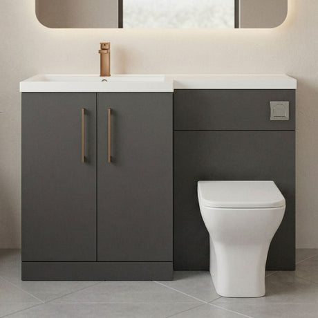 [BFLE1411LH1516] Bramshall Combination Vanity Unit with Basin & WC, Left Hand, 1100mm x 390mm - Choice of Colour and Handle Finish - Silo